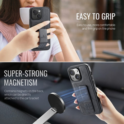 For iPhone 15 Plus Fierre Shann Oil Wax Cow Leather Holder Back Phone Case(Black) - iPhone 15 Plus Cases by FIERRE SHANN | Online Shopping UK | buy2fix