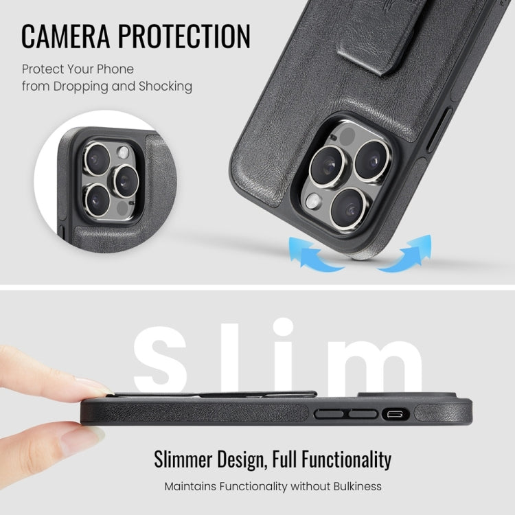 For iPhone 14 Pro Max Fierre Shann Oil Wax Cow Leather Holder Back Phone Case(Black) - iPhone 14 Pro Max Cases by FIERRE SHANN | Online Shopping UK | buy2fix