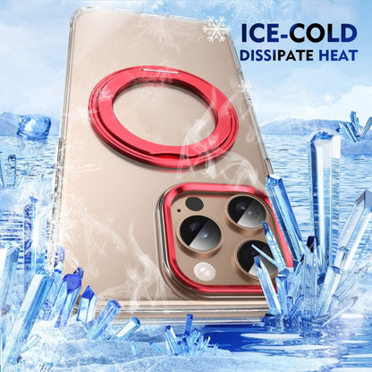For iPhone 16 Pro Max Ice-Cold Rotating Ring Holder PC MagSafe Phone Case(Red) - iPhone 16 Pro Max Cases by buy2fix | Online Shopping UK | buy2fix