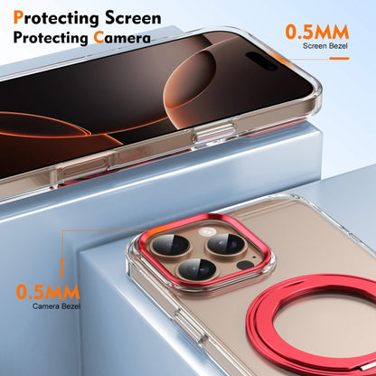 For iPhone 16 Pro Max Ice-Cold Rotating Ring Holder PC MagSafe Phone Case(Red) - iPhone 16 Pro Max Cases by buy2fix | Online Shopping UK | buy2fix