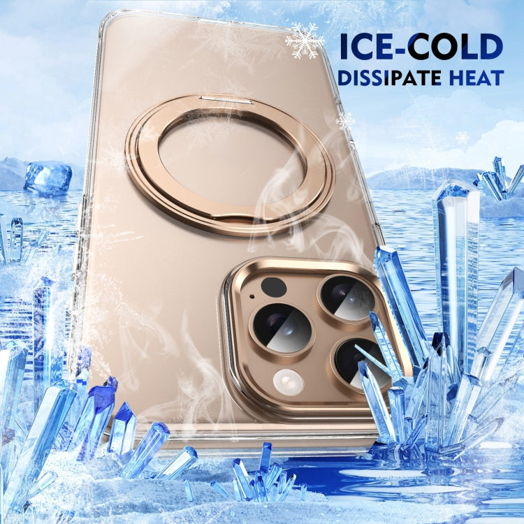 For iPhone 16 Pro Max Ice-Cold Rotating Ring Holder PC MagSafe Phone Case(Desert Gold) - iPhone 16 Pro Max Cases by buy2fix | Online Shopping UK | buy2fix