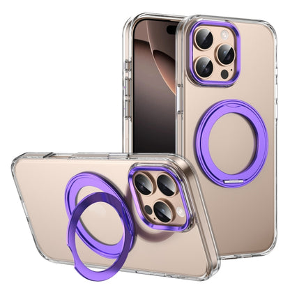 For iPhone 16 Pro Max Ice-Cold Rotating Ring Holder PC MagSafe Phone Case(Purple) - iPhone 16 Pro Max Cases by buy2fix | Online Shopping UK | buy2fix