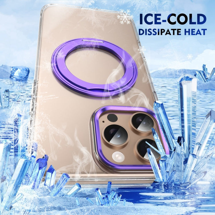 For iPhone 16 Pro Max Ice-Cold Rotating Ring Holder PC MagSafe Phone Case(Purple) - iPhone 16 Pro Max Cases by buy2fix | Online Shopping UK | buy2fix