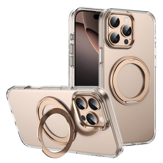 For iPhone 16 Pro Ice-Cold Rotating Ring Holder PC MagSafe Phone Case(Desert Gold) - iPhone 16 Pro Cases by buy2fix | Online Shopping UK | buy2fix