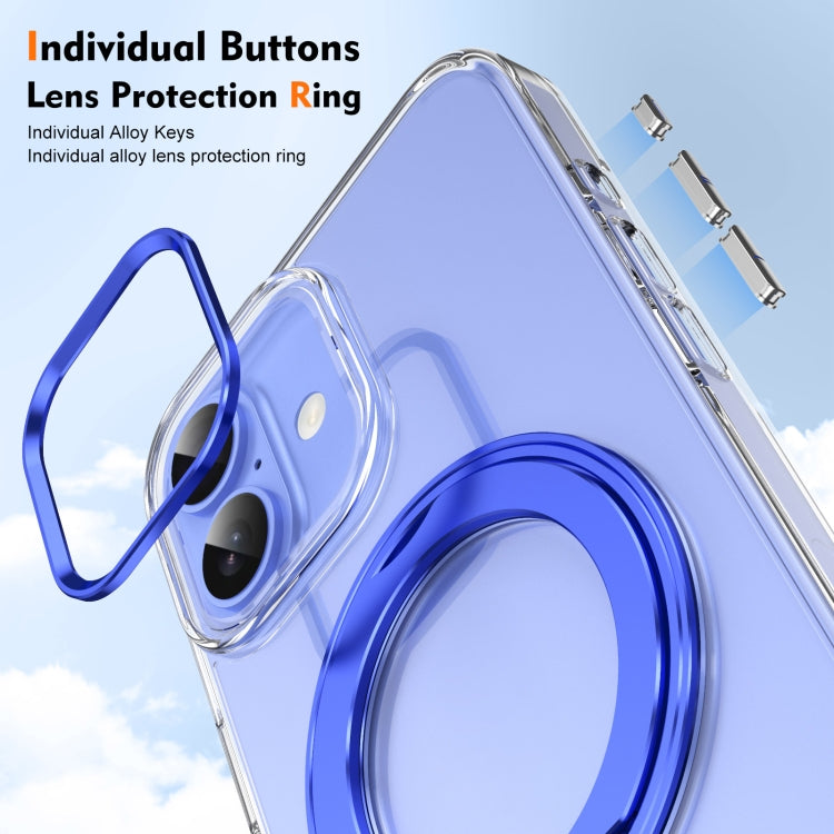 For iPhone 16 Plus Ice-Cold Rotating Ring Holder PC MagSafe Phone Case(Blue) - iPhone 16 Plus Cases by buy2fix | Online Shopping UK | buy2fix