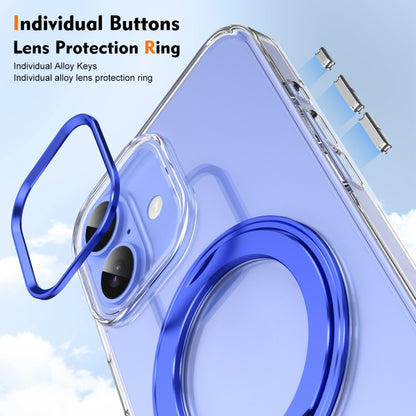 For iPhone 16 Plus Ice-Cold Rotating Ring Holder PC MagSafe Phone Case(Blue) - iPhone 16 Plus Cases by buy2fix | Online Shopping UK | buy2fix