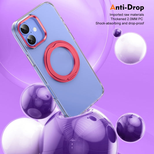 For iPhone 16 Plus Ice-Cold Rotating Ring Holder PC MagSafe Phone Case(Red) - iPhone 16 Plus Cases by buy2fix | Online Shopping UK | buy2fix