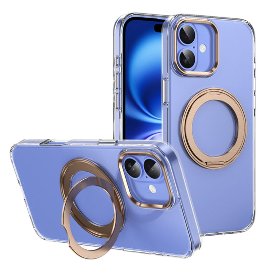 For iPhone 16 Plus Ice-Cold Rotating Ring Holder PC MagSafe Phone Case(Desert Gold) - iPhone 16 Plus Cases by buy2fix | Online Shopping UK | buy2fix