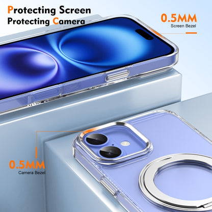 For iPhone 16 Plus Ice-Cold Rotating Ring Holder PC MagSafe Phone Case(Silver) - iPhone 16 Plus Cases by buy2fix | Online Shopping UK | buy2fix