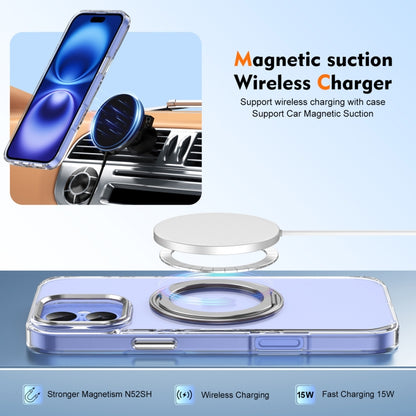 For iPhone 16 Plus Ice-Cold Rotating Ring Holder PC MagSafe Phone Case(Silver) - iPhone 16 Plus Cases by buy2fix | Online Shopping UK | buy2fix