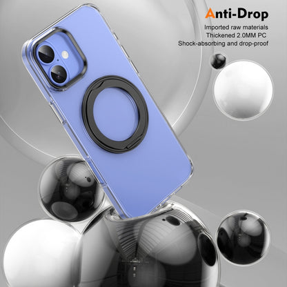 For iPhone 16 Plus Ice-Cold Rotating Ring Holder PC MagSafe Phone Case(Black) - iPhone 16 Plus Cases by buy2fix | Online Shopping UK | buy2fix