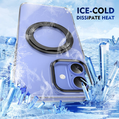 For iPhone 16 Plus Ice-Cold Rotating Ring Holder PC MagSafe Phone Case(Black) - iPhone 16 Plus Cases by buy2fix | Online Shopping UK | buy2fix