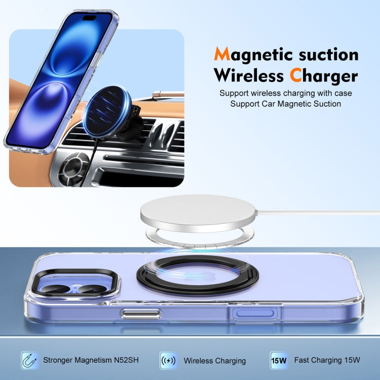 For iPhone 16 Plus Ice-Cold Rotating Ring Holder PC MagSafe Phone Case(Black) - iPhone 16 Plus Cases by buy2fix | Online Shopping UK | buy2fix