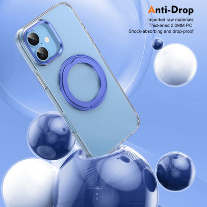 For iPhone 16 Ice-Cold Rotating Ring Holder PC MagSafe Phone Case(Blue) - iPhone 16 Cases by buy2fix | Online Shopping UK | buy2fix