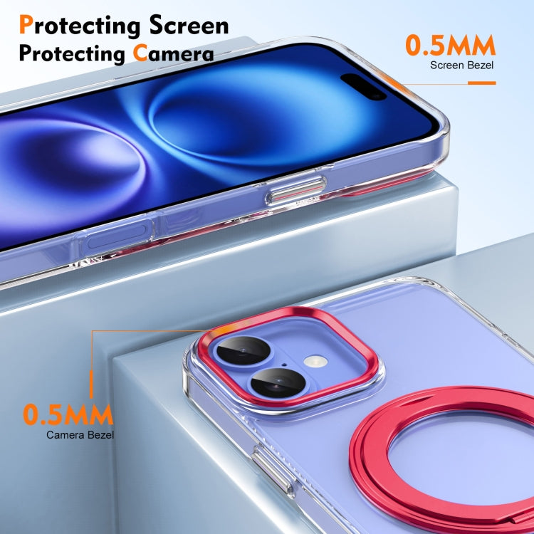 For iPhone 16 Ice-Cold Rotating Ring Holder PC MagSafe Phone Case(Red) - iPhone 16 Cases by buy2fix | Online Shopping UK | buy2fix