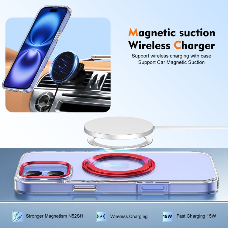 For iPhone 16 Ice-Cold Rotating Ring Holder PC MagSafe Phone Case(Red) - iPhone 16 Cases by buy2fix | Online Shopping UK | buy2fix