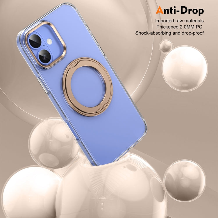 For iPhone 16 Ice-Cold Rotating Ring Holder PC MagSafe Phone Case(Desert Gold) - iPhone 16 Cases by buy2fix | Online Shopping UK | buy2fix