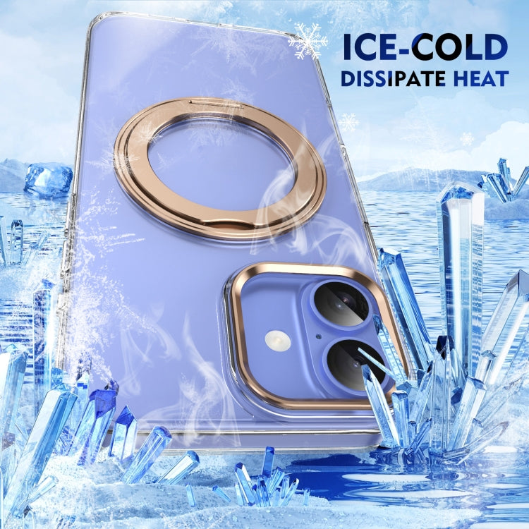 For iPhone 16 Ice-Cold Rotating Ring Holder PC MagSafe Phone Case(Desert Gold) - iPhone 16 Cases by buy2fix | Online Shopping UK | buy2fix