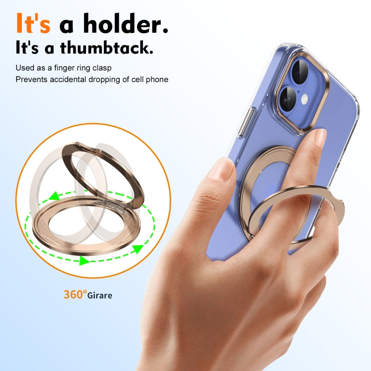 For iPhone 16 Ice-Cold Rotating Ring Holder PC MagSafe Phone Case(Desert Gold) - iPhone 16 Cases by buy2fix | Online Shopping UK | buy2fix