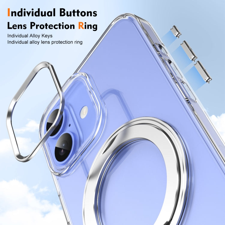 For iPhone 16 Ice-Cold Rotating Ring Holder PC MagSafe Phone Case(Silver) - iPhone 16 Cases by buy2fix | Online Shopping UK | buy2fix