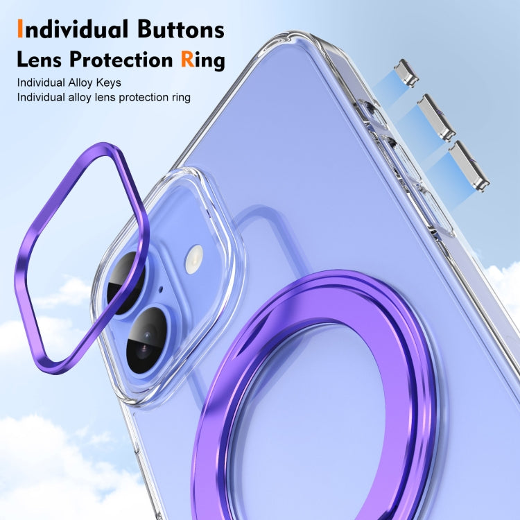 For iPhone 16 Ice-Cold Rotating Ring Holder PC MagSafe Phone Case(Purple) - iPhone 16 Cases by buy2fix | Online Shopping UK | buy2fix