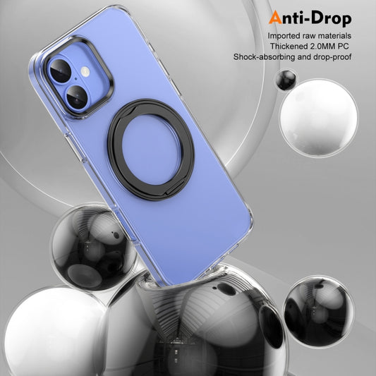 For iPhone 16 Ice-Cold Rotating Ring Holder PC MagSafe Phone Case(Black) - iPhone 16 Cases by buy2fix | Online Shopping UK | buy2fix