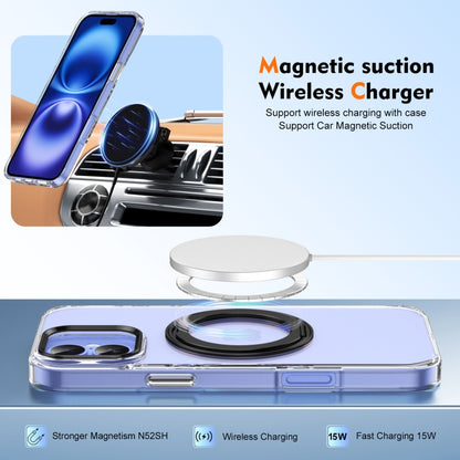 For iPhone 16 Ice-Cold Rotating Ring Holder PC MagSafe Phone Case(Black) - iPhone 16 Cases by buy2fix | Online Shopping UK | buy2fix