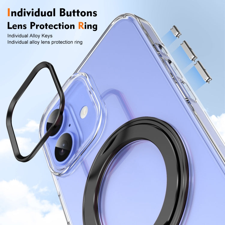 For iPhone 16 Ice-Cold Rotating Ring Holder PC MagSafe Phone Case(Black) - iPhone 16 Cases by buy2fix | Online Shopping UK | buy2fix