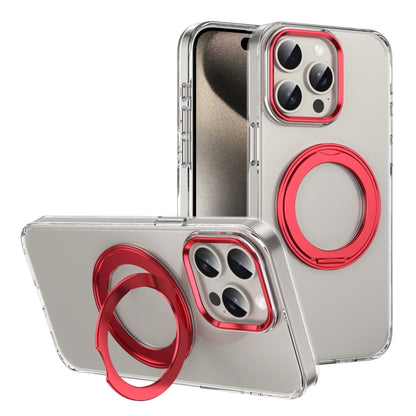 For iPhone 15 Pro Max Ice-Cold Rotating Ring Holder PC MagSafe Phone Case(Red) - iPhone 15 Pro Max Cases by buy2fix | Online Shopping UK | buy2fix