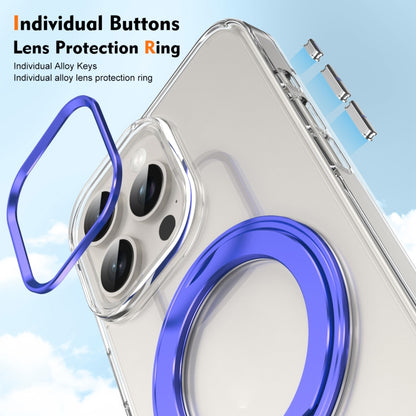 For iPhone 15 Pro Ice-Cold Rotating Ring Holder PC MagSafe Phone Case(Blue) - iPhone 15 Pro Cases by buy2fix | Online Shopping UK | buy2fix