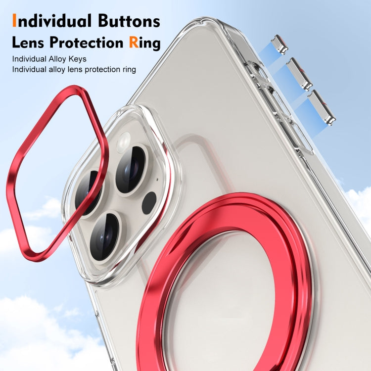 For iPhone 15 Pro Ice-Cold Rotating Ring Holder PC MagSafe Phone Case(Red) - iPhone 15 Pro Cases by buy2fix | Online Shopping UK | buy2fix