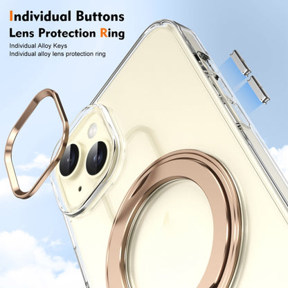 For iPhone 15 Plus / 14 Plus Ice-Cold Rotating Ring Holder PC MagSafe Phone Case(Desert Gold) - iPhone 15 Plus Cases by buy2fix | Online Shopping UK | buy2fix