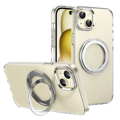 For iPhone 15 Plus / 14 Plus Ice-Cold Rotating Ring Holder PC MagSafe Phone Case(Silver) - iPhone 15 Plus Cases by buy2fix | Online Shopping UK | buy2fix