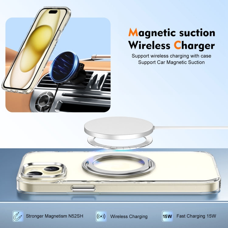 For iPhone 15 Plus / 14 Plus Ice-Cold Rotating Ring Holder PC MagSafe Phone Case(Silver) - iPhone 15 Plus Cases by buy2fix | Online Shopping UK | buy2fix