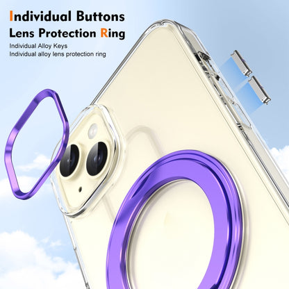 For iPhone 15 Plus / 14 Plus Ice-Cold Rotating Ring Holder PC MagSafe Phone Case(Purple) - iPhone 15 Plus Cases by buy2fix | Online Shopping UK | buy2fix