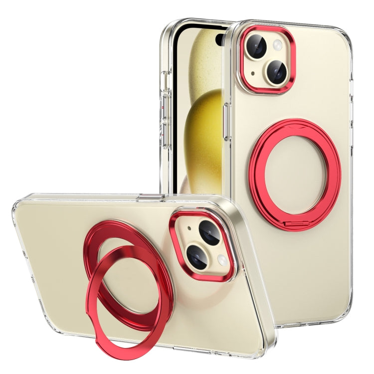 For iPhone 15 Ice-Cold Rotating Ring Holder PC MagSafe Phone Case(Red) - iPhone 15 Cases by buy2fix | Online Shopping UK | buy2fix