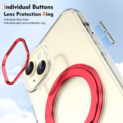 For iPhone 15 Ice-Cold Rotating Ring Holder PC MagSafe Phone Case(Red) - iPhone 15 Cases by buy2fix | Online Shopping UK | buy2fix