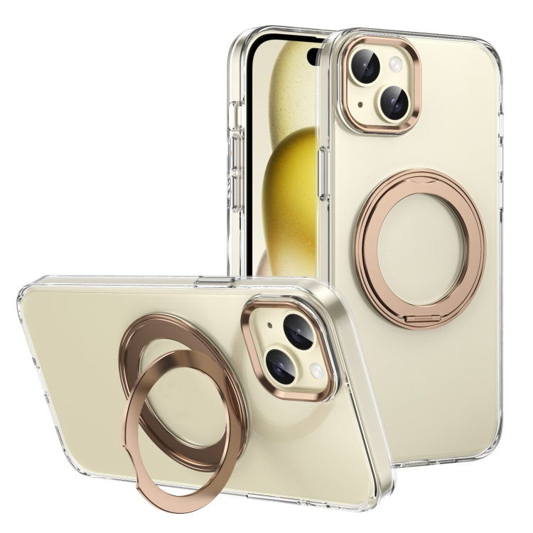 For iPhone 15 Ice-Cold Rotating Ring Holder PC MagSafe Phone Case(Desert Gold) - iPhone 15 Cases by buy2fix | Online Shopping UK | buy2fix
