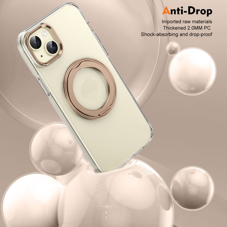 For iPhone 15 Ice-Cold Rotating Ring Holder PC MagSafe Phone Case(Desert Gold) - iPhone 15 Cases by buy2fix | Online Shopping UK | buy2fix