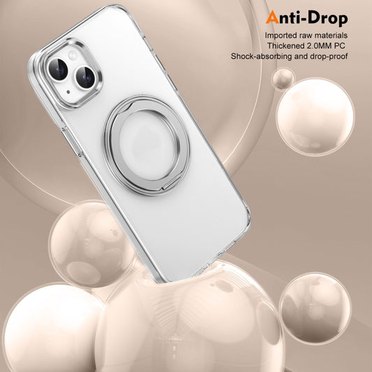 For iPhone 15 Ice-Cold Rotating Ring Holder PC MagSafe Phone Case(Silver) - iPhone 15 Cases by buy2fix | Online Shopping UK | buy2fix