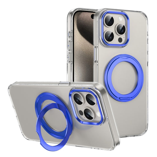 For iPhone 14 Pro Ice-Cold Rotating Ring Holder PC MagSafe Phone Case(Blue) - iPhone 14 Pro Cases by buy2fix | Online Shopping UK | buy2fix