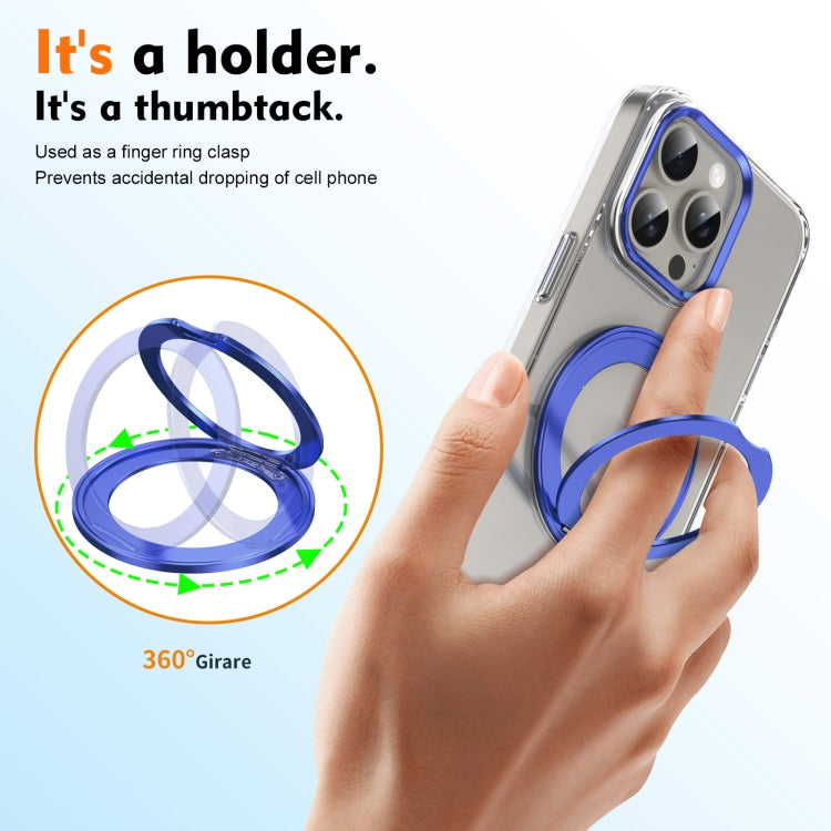 For iPhone 14 Pro Ice-Cold Rotating Ring Holder PC MagSafe Phone Case(Blue) - iPhone 14 Pro Cases by buy2fix | Online Shopping UK | buy2fix