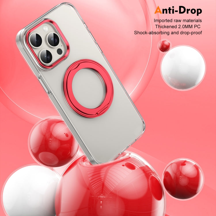 For iPhone 14 Pro Ice-Cold Rotating Ring Holder PC MagSafe Phone Case(Red) - iPhone 14 Pro Cases by buy2fix | Online Shopping UK | buy2fix