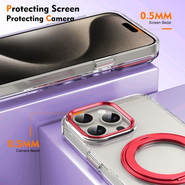 For iPhone 14 Pro Ice-Cold Rotating Ring Holder PC MagSafe Phone Case(Red) - iPhone 14 Pro Cases by buy2fix | Online Shopping UK | buy2fix