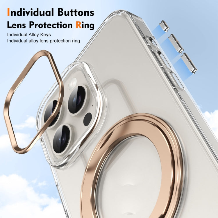 For iPhone 14 Pro Ice-Cold Rotating Ring Holder PC MagSafe Phone Case(Desert Gold) - iPhone 14 Pro Cases by buy2fix | Online Shopping UK | buy2fix
