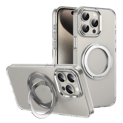 For iPhone 14 Pro Ice-Cold Rotating Ring Holder PC MagSafe Phone Case(Silver) - iPhone 14 Pro Cases by buy2fix | Online Shopping UK | buy2fix