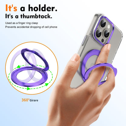 For iPhone 14 Pro Ice-Cold Rotating Ring Holder PC MagSafe Phone Case(Purple) - iPhone 14 Pro Cases by buy2fix | Online Shopping UK | buy2fix