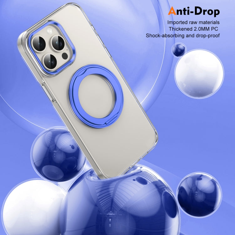 For iPhone 14 Pro Max Ice-Cold Rotating Ring Holder PC MagSafe Phone Case(Blue) - iPhone 14 Pro Max Cases by buy2fix | Online Shopping UK | buy2fix
