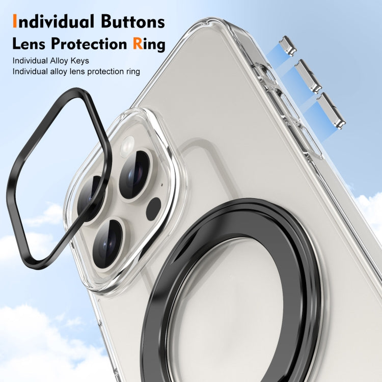 For iPhone 14 Pro Max Ice-Cold Rotating Ring Holder PC MagSafe Phone Case(Black) - iPhone 14 Pro Max Cases by buy2fix | Online Shopping UK | buy2fix