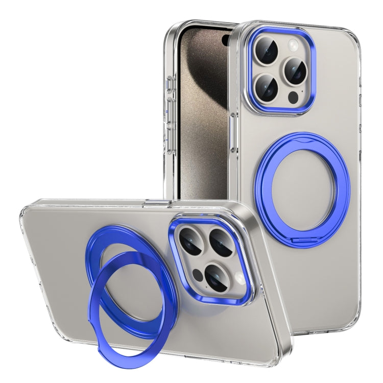 For iPhone 13 Pro Max Ice-Cold Rotating Ring Holder PC MagSafe Phone Case(Blue) - iPhone 13 Pro Max Cases by buy2fix | Online Shopping UK | buy2fix